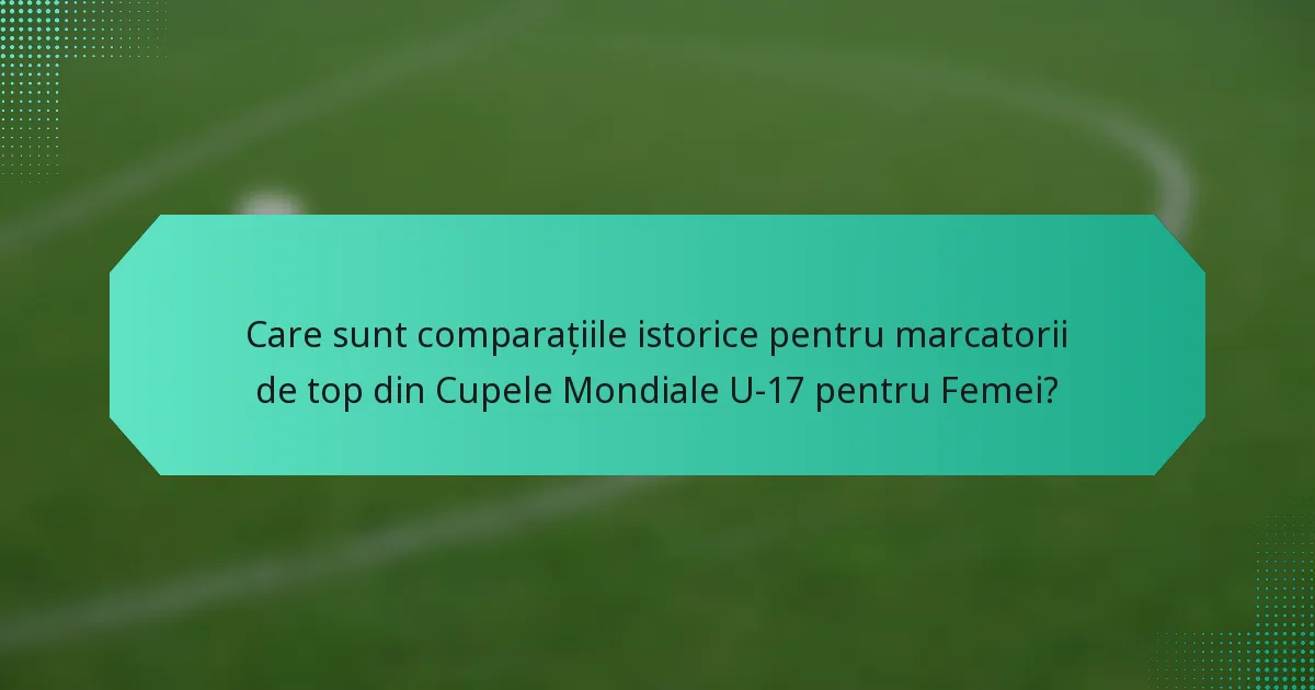 Care sunt comparațiile istorice pentru marcatorii de top din Cupele Mondiale U-17 pentru Femei?