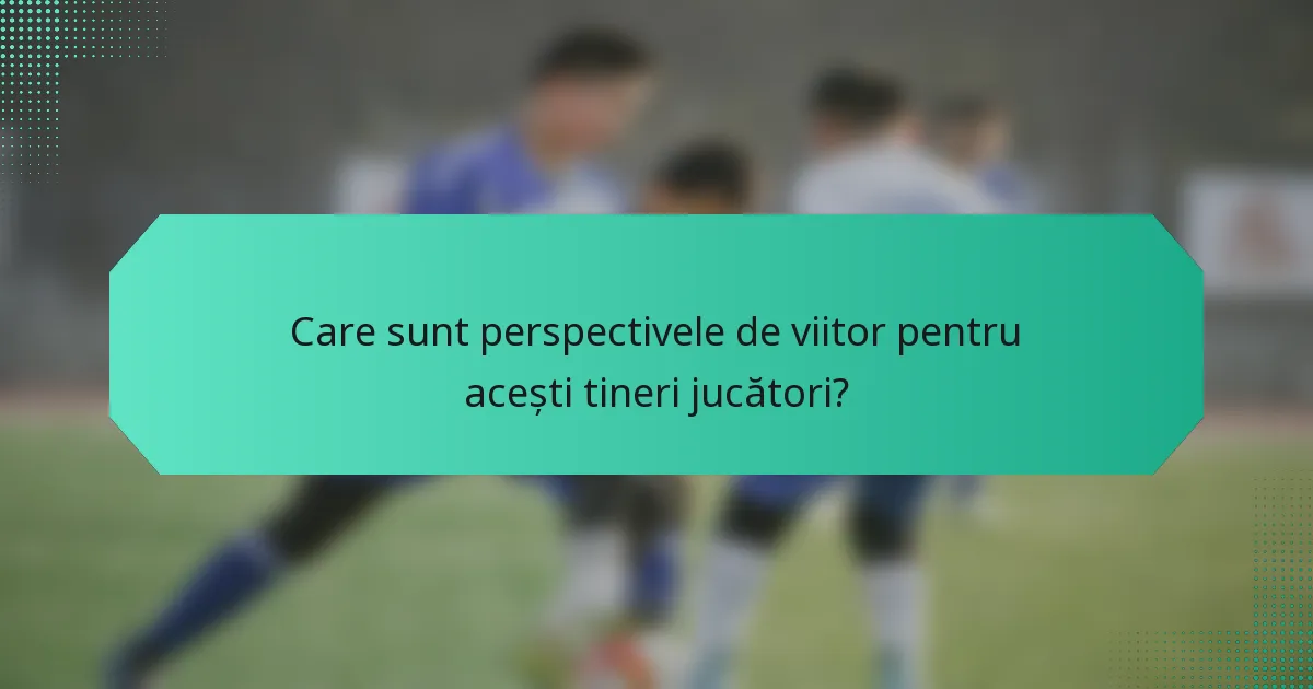 Care sunt perspectivele de viitor pentru acești tineri jucători?