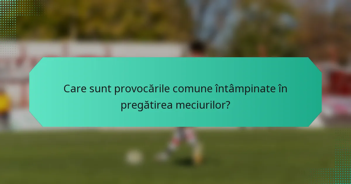 Care sunt provocările comune întâmpinate în pregătirea meciurilor?