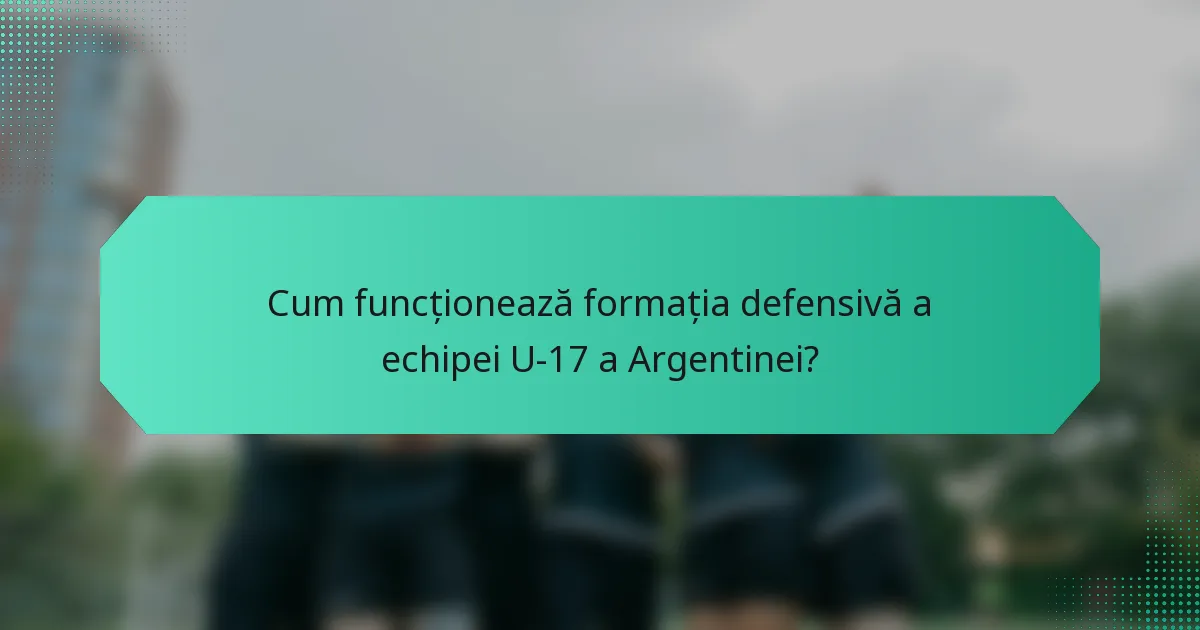 Cum funcționează formația defensivă a echipei U-17 a Argentinei?