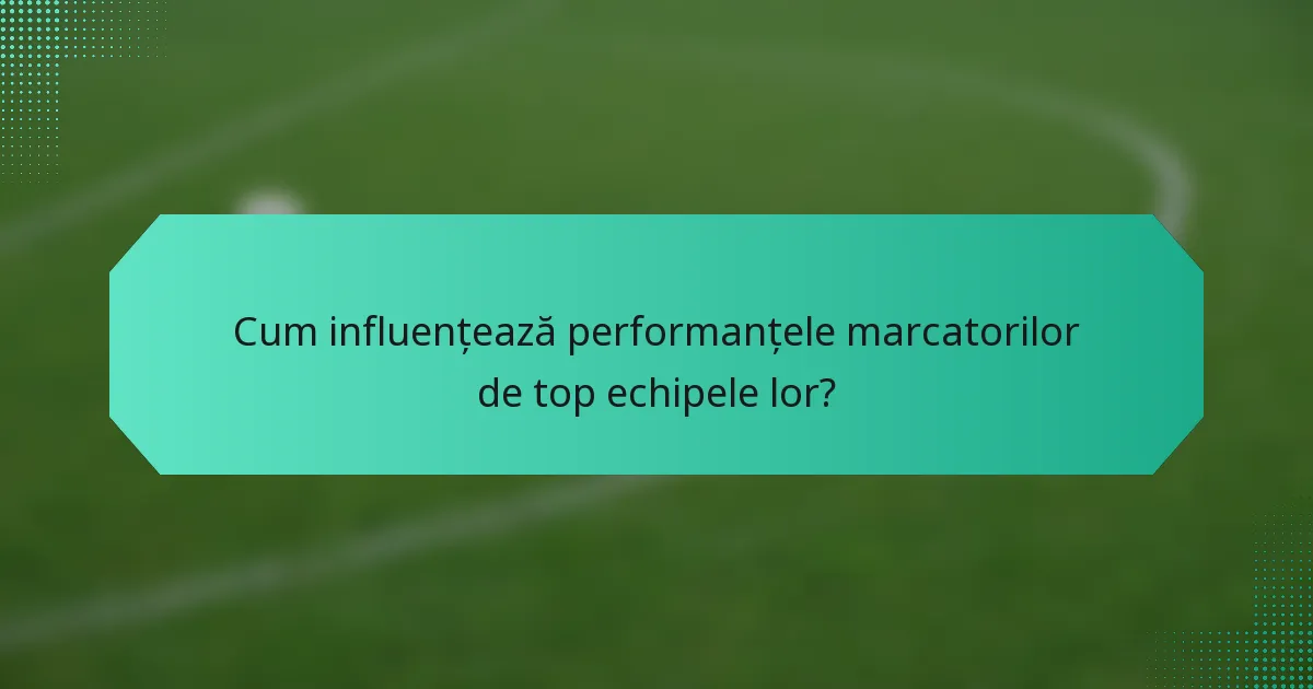 Cum influențează performanțele marcatorilor de top echipele lor?