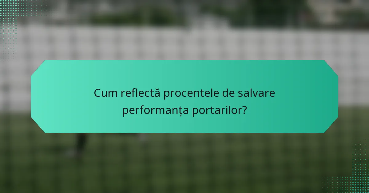 Cum reflectă procentele de salvare performanța portarilor?